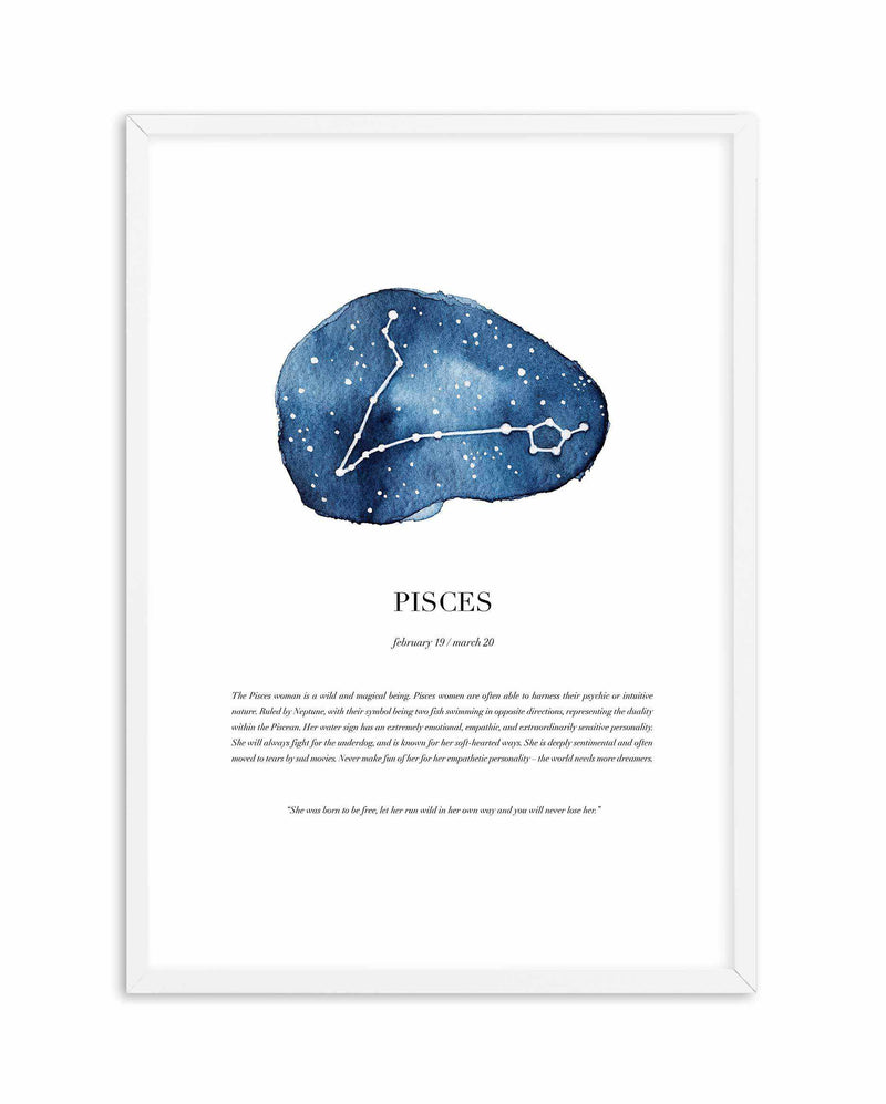 Pisces | Watercolour Zodiac Art Print-PRINT-Olive et Oriel-Olive et Oriel-A5 | 5.8" x 8.3" | 14.8 x 21cm-White-With White Border-Buy-Australian-Art-Prints-Online-with-Olive-et-Oriel-Your-Artwork-Specialists-Austrailia-Decorate-With-Coastal-Photo-Wall-Art-Prints-From-Our-Beach-House-Artwork-Collection-Fine-Poster-and-Framed-Artwork