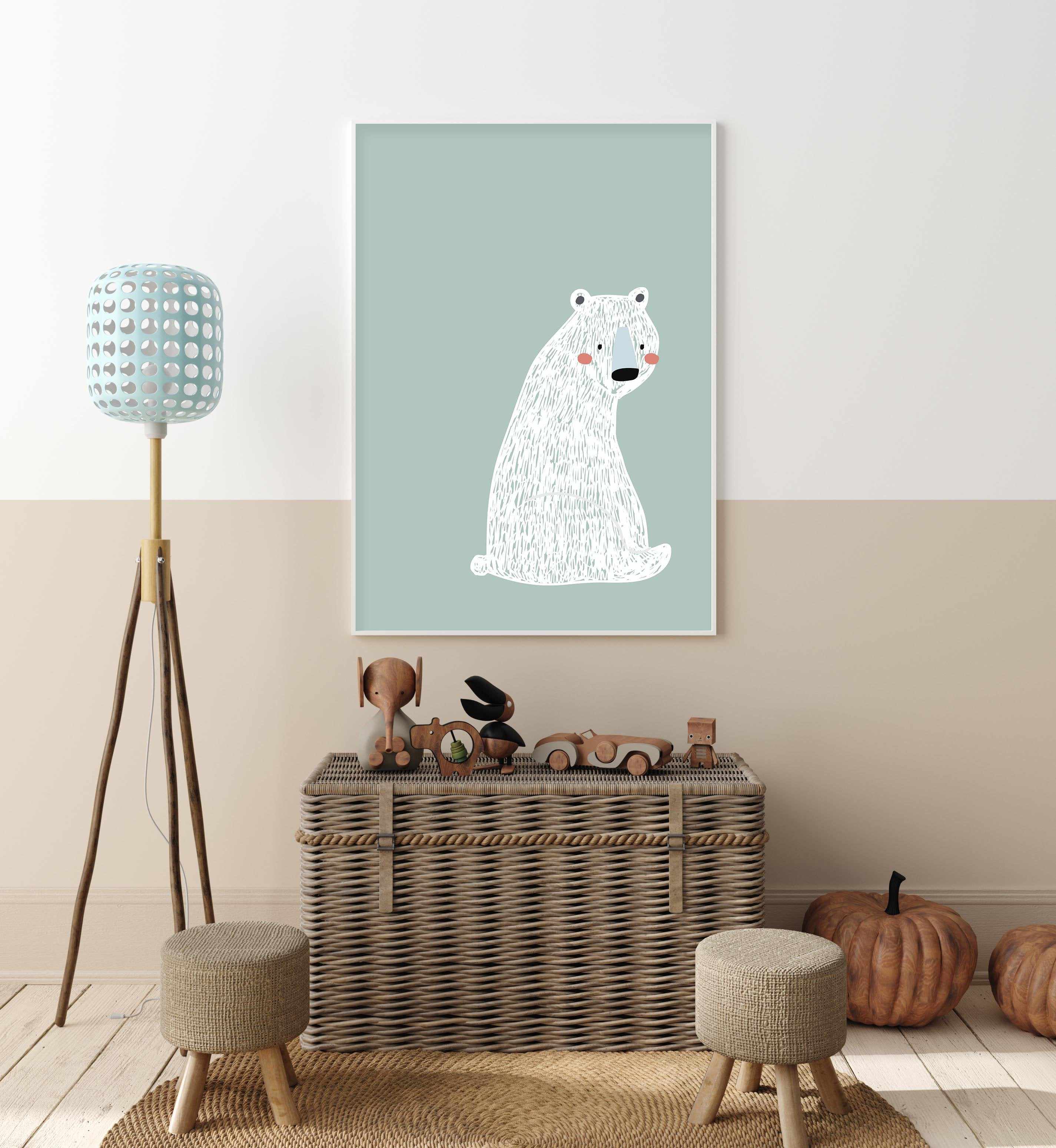 Polar Bear I | Mint Art Print-PRINT-Olive et Oriel-Olive et Oriel-Buy-Australian-Art-Prints-Online-with-Olive-et-Oriel-Your-Artwork-Specialists-Austrailia-Decorate-With-Coastal-Photo-Wall-Art-Prints-From-Our-Beach-House-Artwork-Collection-Fine-Poster-and-Framed-Artwork