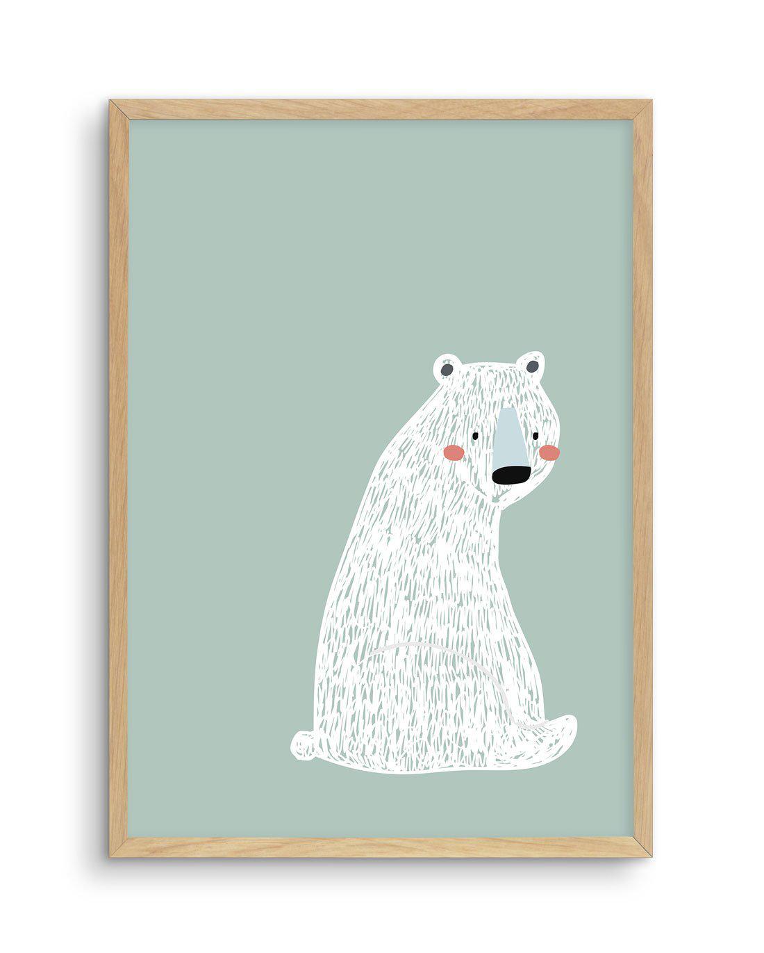 Polar Bear I | Mint Art Print-PRINT-Olive et Oriel-Olive et Oriel-A5 | 5.8" x 8.3" | 14.8 x 21cm-Oak-With White Border-Buy-Australian-Art-Prints-Online-with-Olive-et-Oriel-Your-Artwork-Specialists-Austrailia-Decorate-With-Coastal-Photo-Wall-Art-Prints-From-Our-Beach-House-Artwork-Collection-Fine-Poster-and-Framed-Artwork