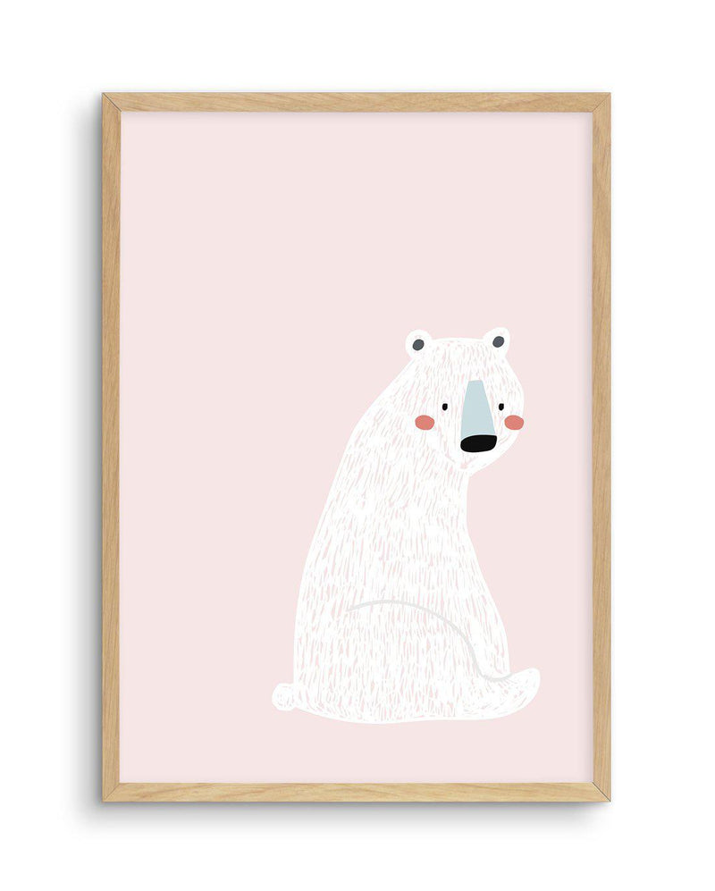 Polar Bear I | Pink Art Print-PRINT-Olive et Oriel-Olive et Oriel-A5 | 5.8" x 8.3" | 14.8 x 21cm-Oak-With White Border-Buy-Australian-Art-Prints-Online-with-Olive-et-Oriel-Your-Artwork-Specialists-Austrailia-Decorate-With-Coastal-Photo-Wall-Art-Prints-From-Our-Beach-House-Artwork-Collection-Fine-Poster-and-Framed-Artwork