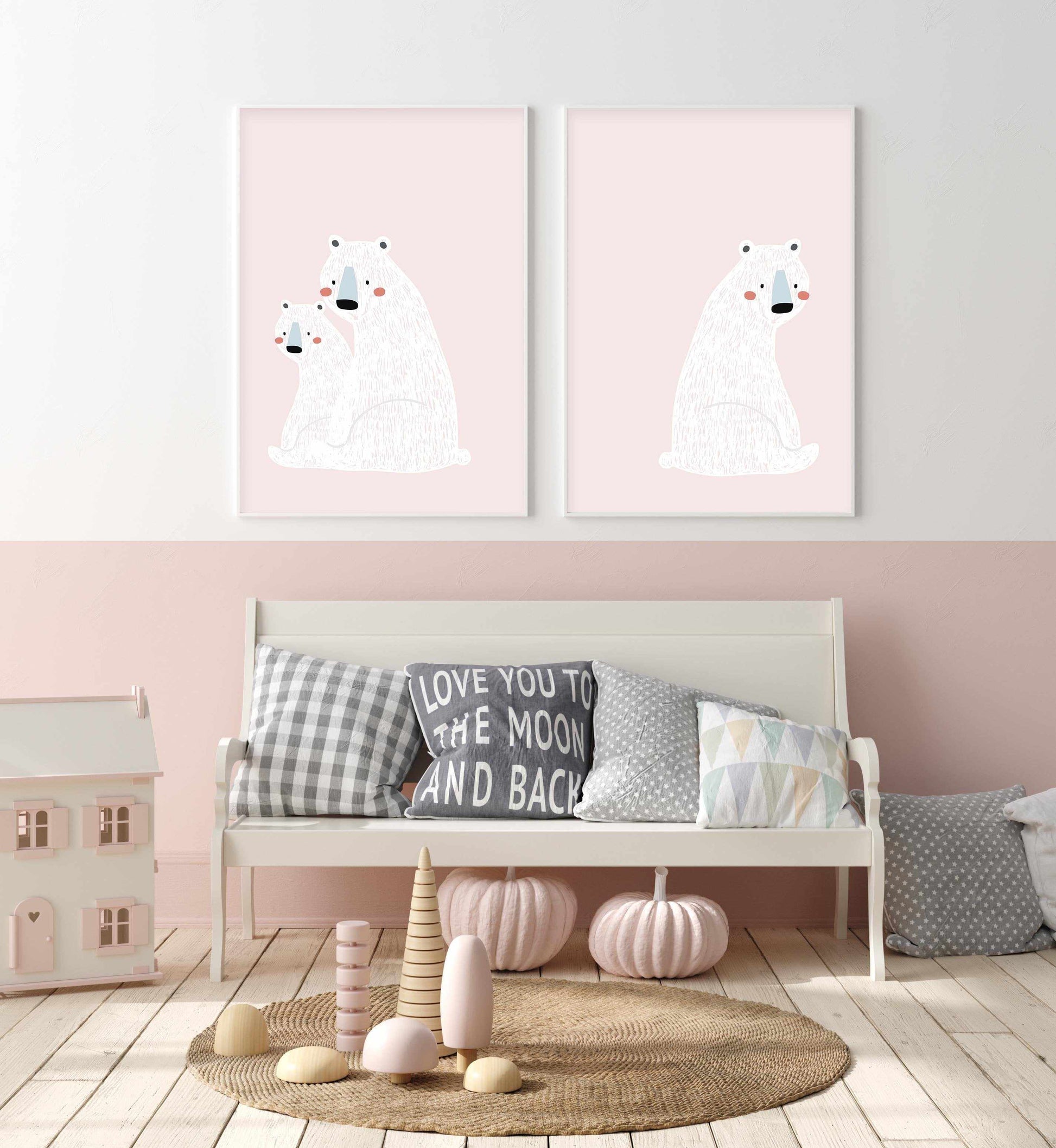 Polar Bear I | Pink Art Print-PRINT-Olive et Oriel-Olive et Oriel-Buy-Australian-Art-Prints-Online-with-Olive-et-Oriel-Your-Artwork-Specialists-Austrailia-Decorate-With-Coastal-Photo-Wall-Art-Prints-From-Our-Beach-House-Artwork-Collection-Fine-Poster-and-Framed-Artwork