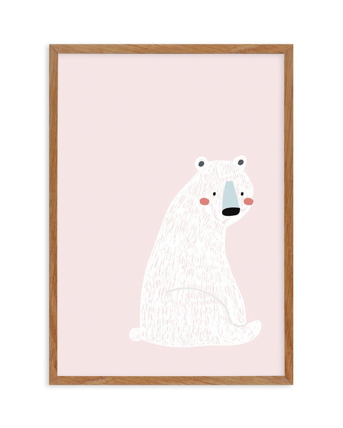 Polar Bear I | Pink Art Print-PRINT-Olive et Oriel-Olive et Oriel-50x70 cm | 19.6" x 27.5"-Walnut-With White Border-Buy-Australian-Art-Prints-Online-with-Olive-et-Oriel-Your-Artwork-Specialists-Austrailia-Decorate-With-Coastal-Photo-Wall-Art-Prints-From-Our-Beach-House-Artwork-Collection-Fine-Poster-and-Framed-Artwork