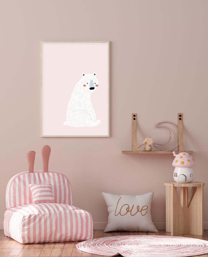 Polar Bear I | Pink Art Print-PRINT-Olive et Oriel-Olive et Oriel-Buy-Australian-Art-Prints-Online-with-Olive-et-Oriel-Your-Artwork-Specialists-Austrailia-Decorate-With-Coastal-Photo-Wall-Art-Prints-From-Our-Beach-House-Artwork-Collection-Fine-Poster-and-Framed-Artwork
