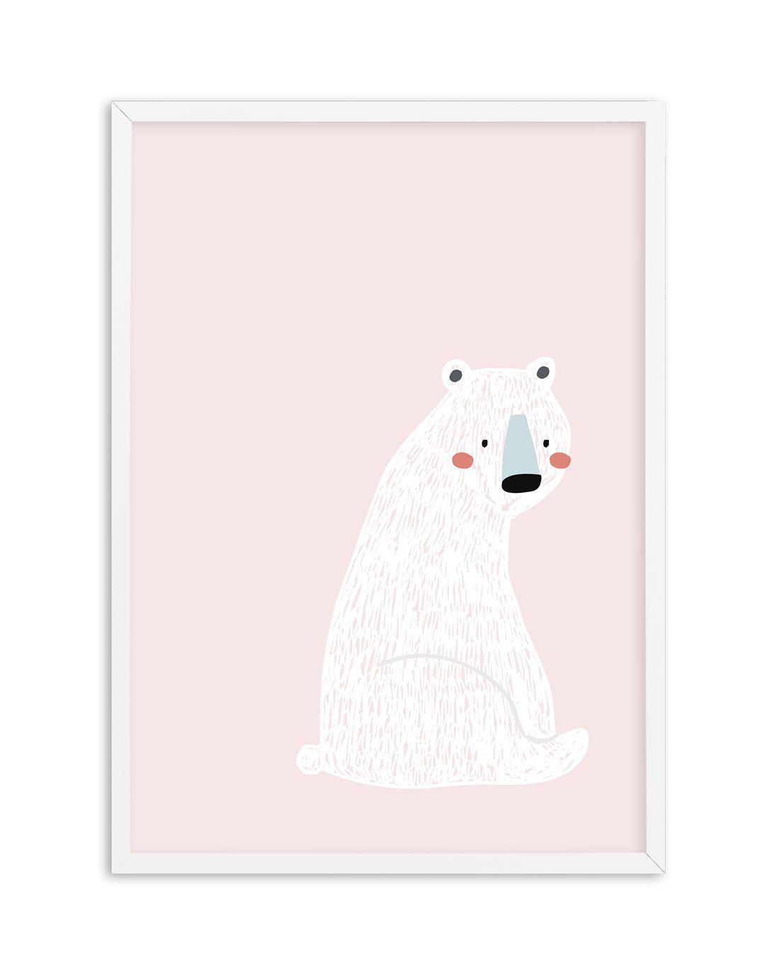 Polar Bear I | Pink Art Print-PRINT-Olive et Oriel-Olive et Oriel-A5 | 5.8" x 8.3" | 14.8 x 21cm-White-With White Border-Buy-Australian-Art-Prints-Online-with-Olive-et-Oriel-Your-Artwork-Specialists-Austrailia-Decorate-With-Coastal-Photo-Wall-Art-Prints-From-Our-Beach-House-Artwork-Collection-Fine-Poster-and-Framed-Artwork