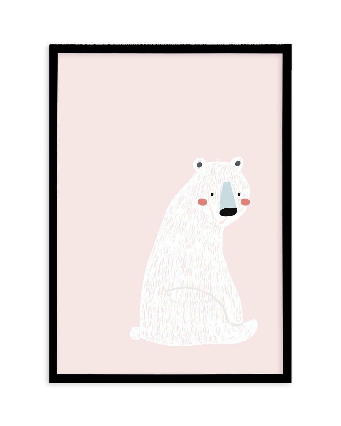 Polar Bear I | Pink Art Print-PRINT-Olive et Oriel-Olive et Oriel-A5 | 5.8" x 8.3" | 14.8 x 21cm-Black-With White Border-Buy-Australian-Art-Prints-Online-with-Olive-et-Oriel-Your-Artwork-Specialists-Austrailia-Decorate-With-Coastal-Photo-Wall-Art-Prints-From-Our-Beach-House-Artwork-Collection-Fine-Poster-and-Framed-Artwork