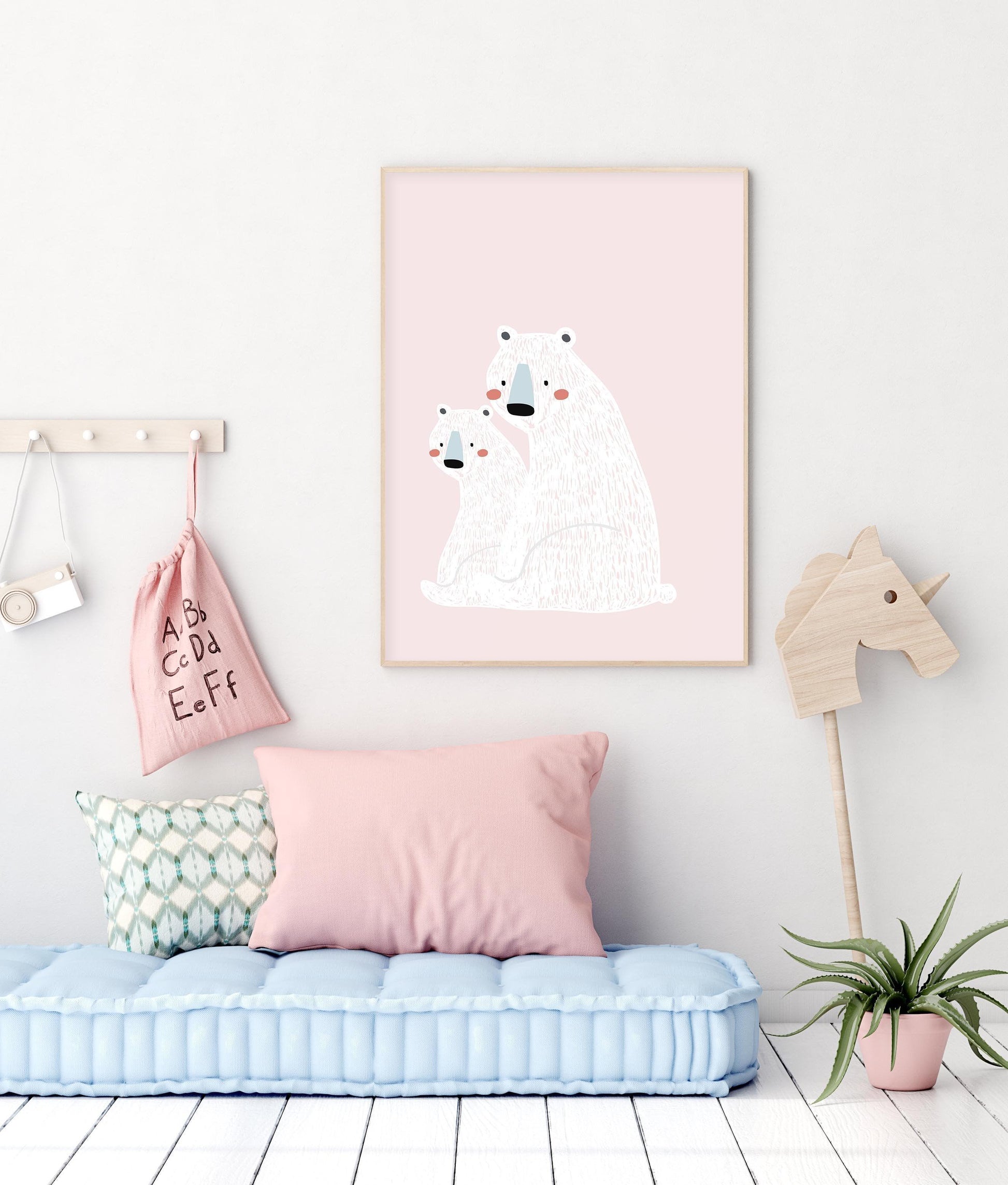 Polar Bear II | Pink Art Print-PRINT-Olive et Oriel-Olive et Oriel-Buy-Australian-Art-Prints-Online-with-Olive-et-Oriel-Your-Artwork-Specialists-Austrailia-Decorate-With-Coastal-Photo-Wall-Art-Prints-From-Our-Beach-House-Artwork-Collection-Fine-Poster-and-Framed-Artwork