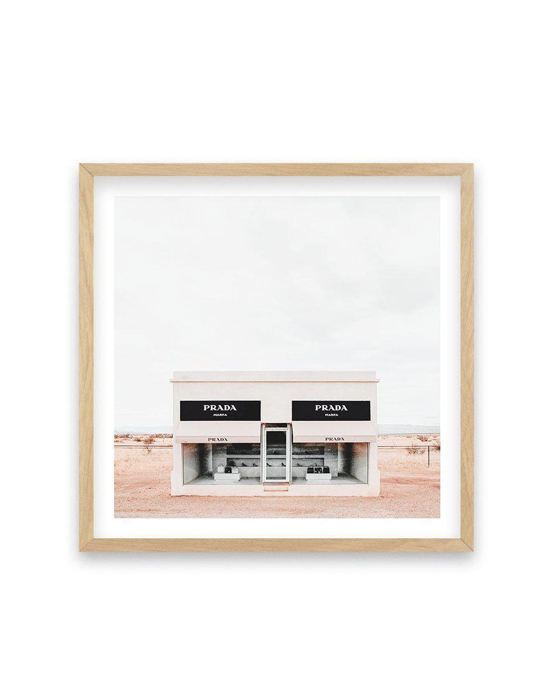 Prada Marfa | Texas SQ Art Print-PRINT-Olive et Oriel-Olive et Oriel-70x70 cm | 27.5" x 27.5"-Oak-With White Border-Buy-Australian-Art-Prints-Online-with-Olive-et-Oriel-Your-Artwork-Specialists-Austrailia-Decorate-With-Coastal-Photo-Wall-Art-Prints-From-Our-Beach-House-Artwork-Collection-Fine-Poster-and-Framed-Artwork