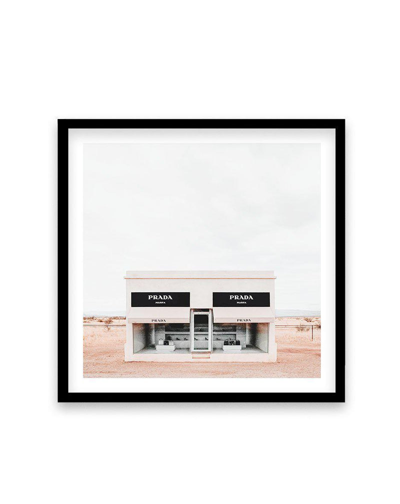 Prada Marfa | Texas SQ Art Print-PRINT-Olive et Oriel-Olive et Oriel-70x70 cm | 27.5" x 27.5"-Black-With White Border-Buy-Australian-Art-Prints-Online-with-Olive-et-Oriel-Your-Artwork-Specialists-Austrailia-Decorate-With-Coastal-Photo-Wall-Art-Prints-From-Our-Beach-House-Artwork-Collection-Fine-Poster-and-Framed-Artwork