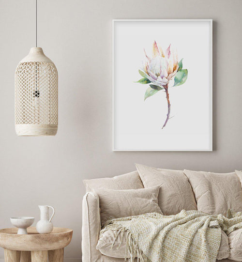 Protea in Watercolour Art Print-PRINT-Olive et Oriel-Olive et Oriel-Buy-Australian-Art-Prints-Online-with-Olive-et-Oriel-Your-Artwork-Specialists-Austrailia-Decorate-With-Coastal-Photo-Wall-Art-Prints-From-Our-Beach-House-Artwork-Collection-Fine-Poster-and-Framed-Artwork