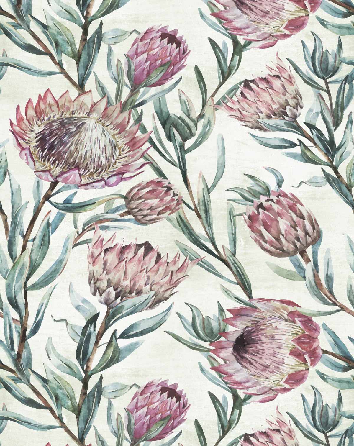 Protea on Green Wallpaper - Olive et Oriel