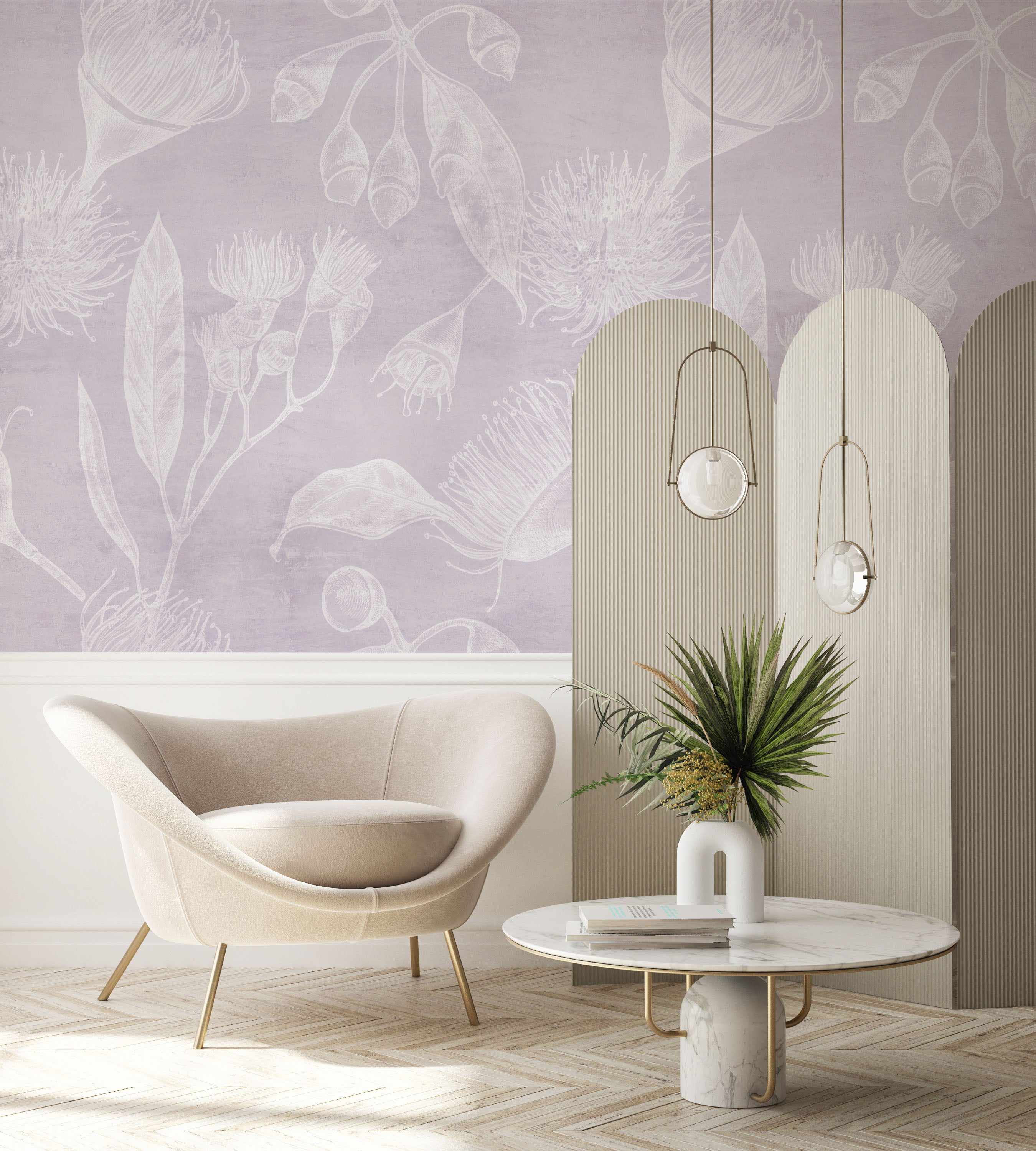 Flowering Gum in Lilac Wallpaper