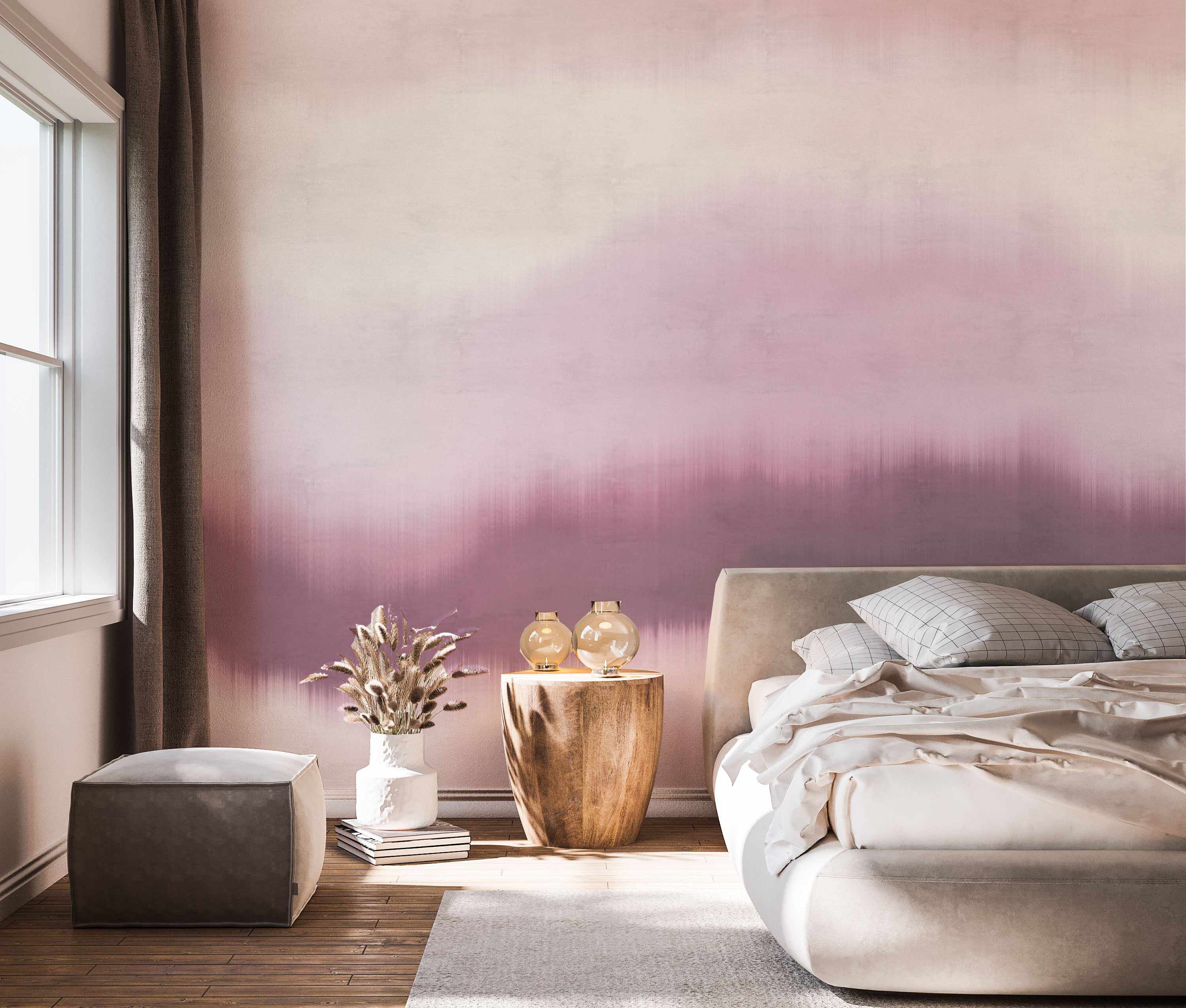 Purple Faded Mural Modern Bedroom Peel & Stick Feminine Wallpaper ...