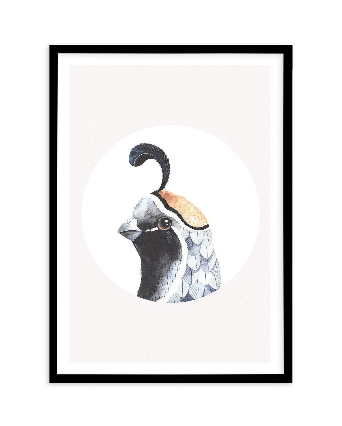 Quail Art Print-PRINT-Olive et Oriel-Olive et Oriel-A5 | 5.8" x 8.3" | 14.8 x 21cm-Black-With White Border-Buy-Australian-Art-Prints-Online-with-Olive-et-Oriel-Your-Artwork-Specialists-Austrailia-Decorate-With-Coastal-Photo-Wall-Art-Prints-From-Our-Beach-House-Artwork-Collection-Fine-Poster-and-Framed-Artwork