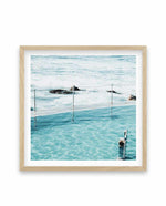 Quick Swim Bronte SQ Art Print-PRINT-Olive et Oriel-Olive et Oriel-70x70 cm | 27.5" x 27.5"-Oak-With White Border-Buy-Australian-Art-Prints-Online-with-Olive-et-Oriel-Your-Artwork-Specialists-Austrailia-Decorate-With-Coastal-Photo-Wall-Art-Prints-From-Our-Beach-House-Artwork-Collection-Fine-Poster-and-Framed-Artwork