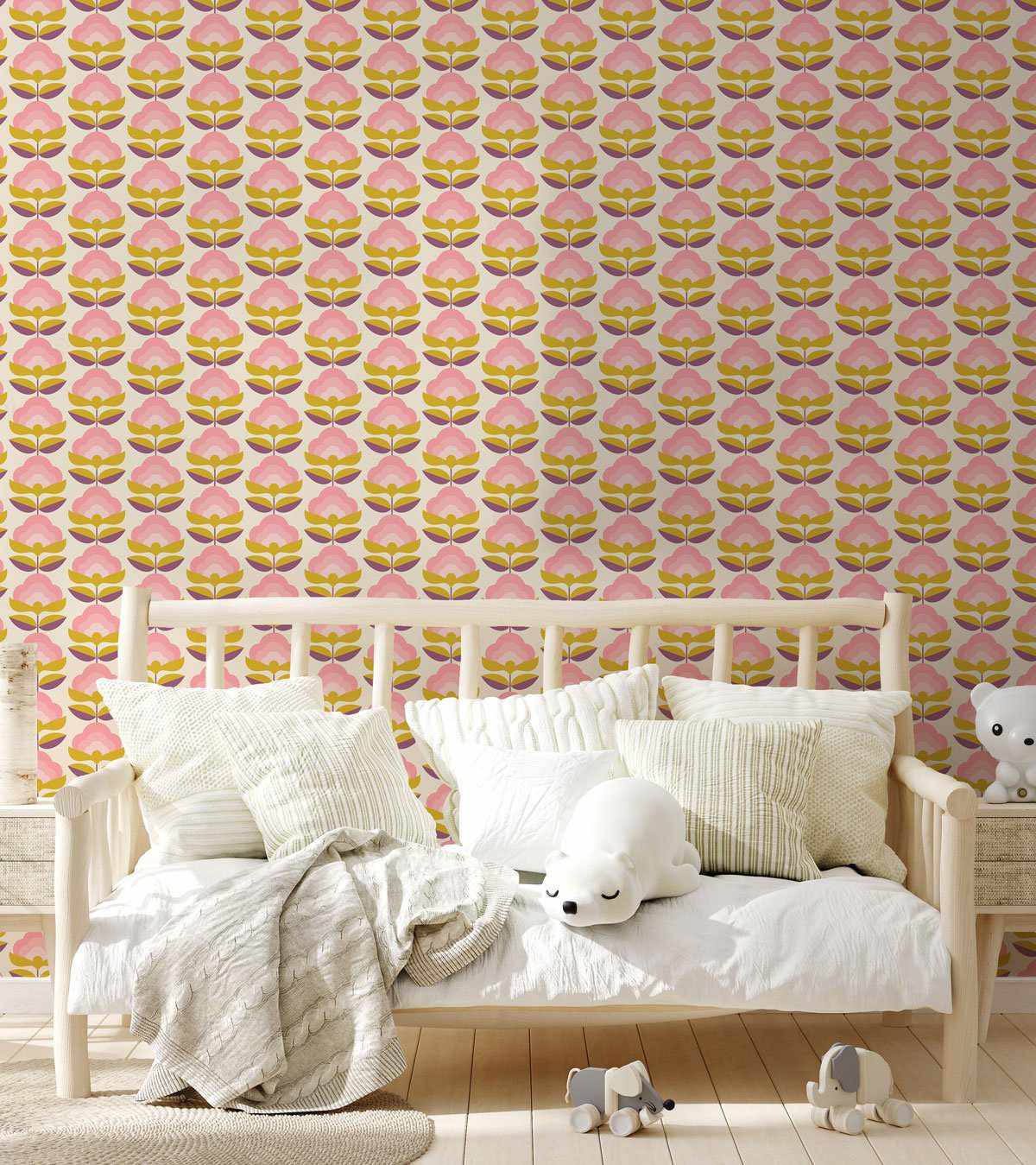 Retro Blooms Wallpaper - Olive et Oriel