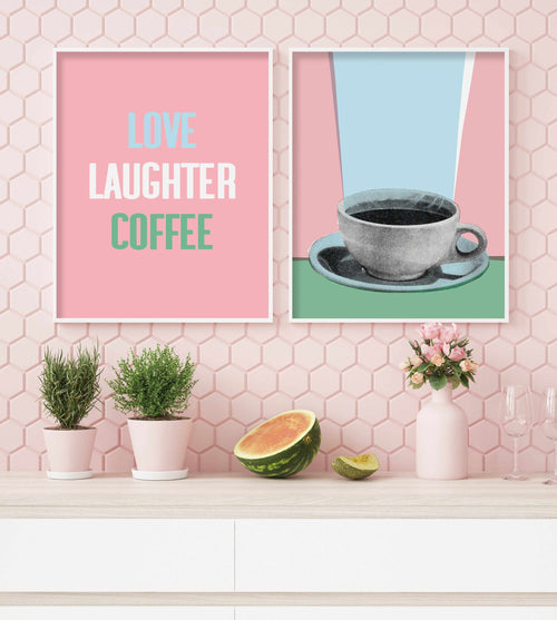 Retro Love Laughter Coffee Art Print-PRINT-Olive et Oriel-Olive et Oriel-Buy-Australian-Art-Prints-Online-with-Olive-et-Oriel-Your-Artwork-Specialists-Austrailia-Decorate-With-Coastal-Photo-Wall-Art-Prints-From-Our-Beach-House-Artwork-Collection-Fine-Poster-and-Framed-Artwork