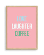 Retro Love Laughter Coffee Art Print-PRINT-Olive et Oriel-Olive et Oriel-A4 | 8.3" x 11.7" | 21 x 29.7cm-Oak-With White Border-Buy-Australian-Art-Prints-Online-with-Olive-et-Oriel-Your-Artwork-Specialists-Austrailia-Decorate-With-Coastal-Photo-Wall-Art-Prints-From-Our-Beach-House-Artwork-Collection-Fine-Poster-and-Framed-Artwork
