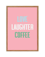 Retro Love Laughter Coffee Art Print-PRINT-Olive et Oriel-Olive et Oriel-50x70 cm | 19.6" x 27.5"-Walnut-With White Border-Buy-Australian-Art-Prints-Online-with-Olive-et-Oriel-Your-Artwork-Specialists-Austrailia-Decorate-With-Coastal-Photo-Wall-Art-Prints-From-Our-Beach-House-Artwork-Collection-Fine-Poster-and-Framed-Artwork