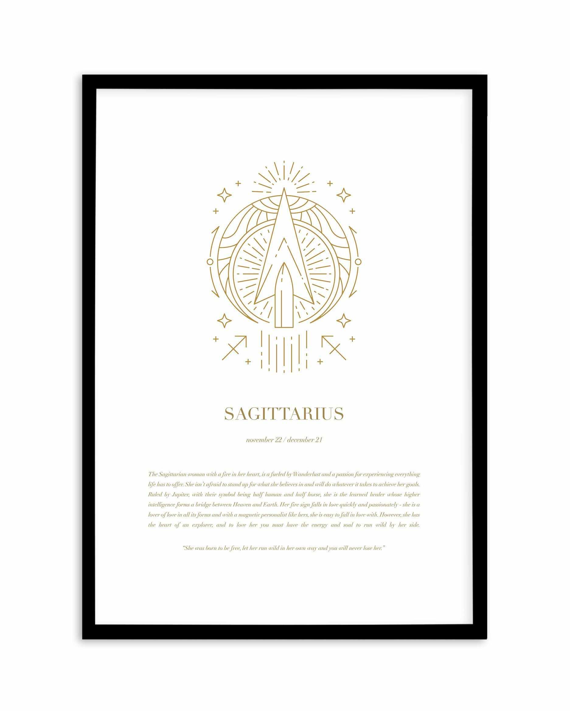 Sagittarius | Celestial Zodiac Art Print-PRINT-Olive et Oriel-Olive et Oriel-A4 | 8.3" x 11.7" | 21 x 29.7cm-Black-With White Border-Buy-Australian-Art-Prints-Online-with-Olive-et-Oriel-Your-Artwork-Specialists-Austrailia-Decorate-With-Coastal-Photo-Wall-Art-Prints-From-Our-Beach-House-Artwork-Collection-Fine-Poster-and-Framed-Artwork