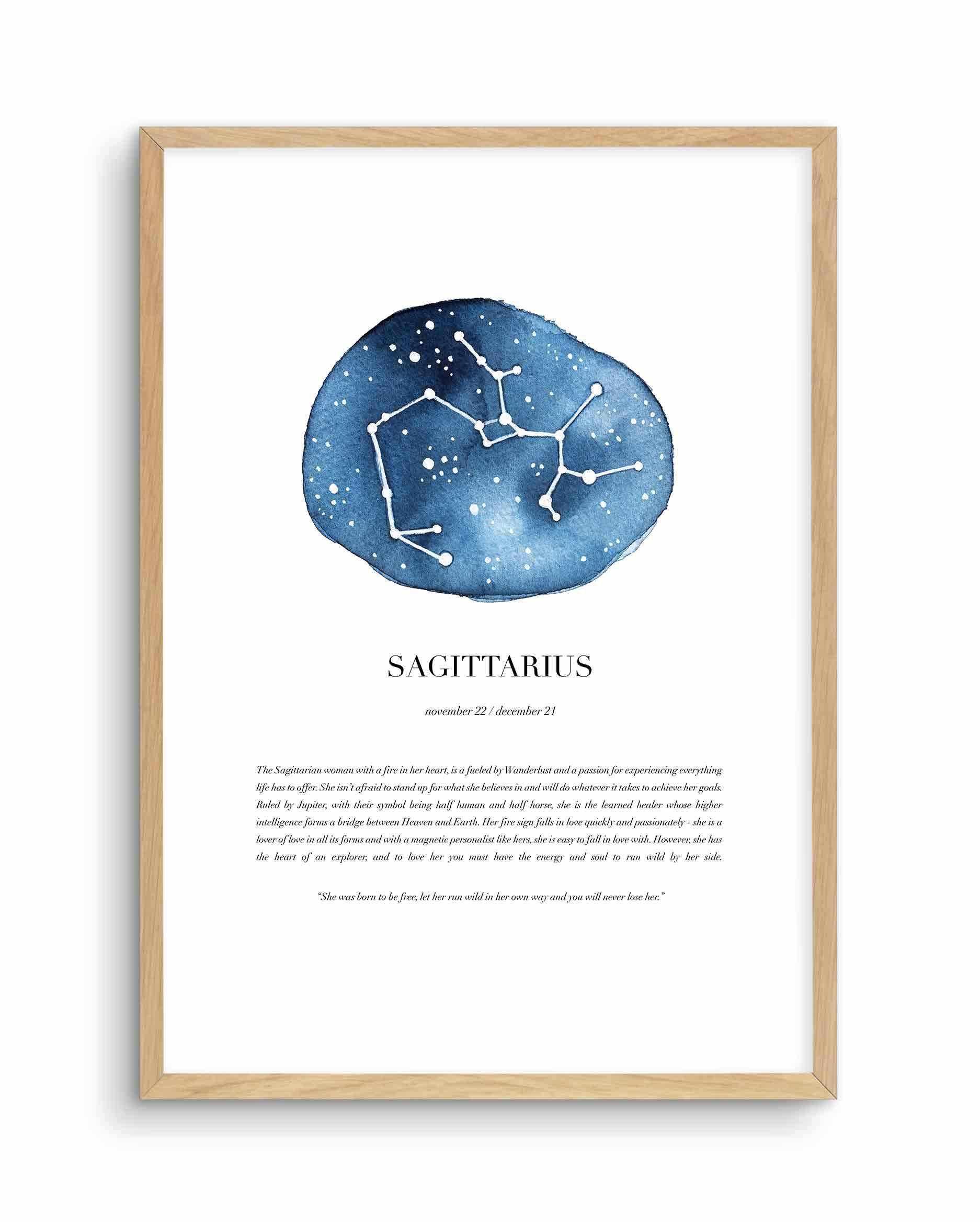 Sagittarius | Watercolour Zodiac Art Print-PRINT-Olive et Oriel-Olive et Oriel-A5 | 5.8" x 8.3" | 14.8 x 21cm-Oak-With White Border-Buy-Australian-Art-Prints-Online-with-Olive-et-Oriel-Your-Artwork-Specialists-Austrailia-Decorate-With-Coastal-Photo-Wall-Art-Prints-From-Our-Beach-House-Artwork-Collection-Fine-Poster-and-Framed-Artwork