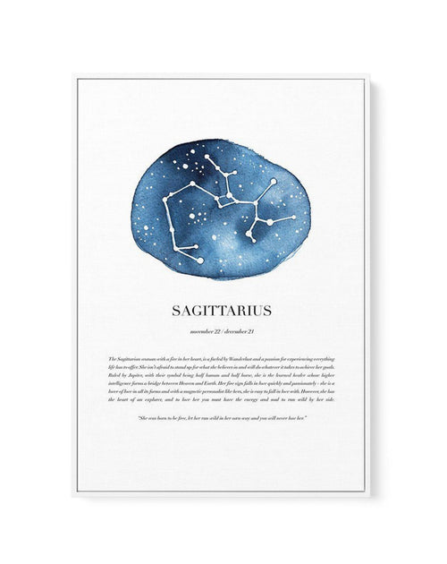 Sagittarius | Watercolour Zodiac | Framed Canvas-CANVAS-You can shop wall art online with Olive et Oriel for everything from abstract art to fun kids wall art. Our beautiful modern art prints and canvas art are available from large canvas prints to wall art paintings and our proudly Australian artwork collection offers only the highest quality framed large wall art and canvas art Australia - You can buy fashion photography prints or Hampton print posters and paintings on canvas from Olive et Ori