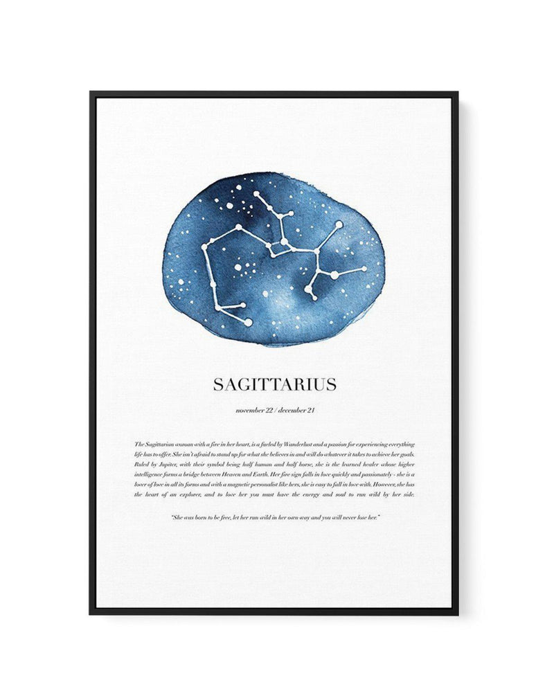 Sagittarius | Watercolour Zodiac | Framed Canvas-CANVAS-You can shop wall art online with Olive et Oriel for everything from abstract art to fun kids wall art. Our beautiful modern art prints and canvas art are available from large canvas prints to wall art paintings and our proudly Australian artwork collection offers only the highest quality framed large wall art and canvas art Australia - You can buy fashion photography prints or Hampton print posters and paintings on canvas from Olive et Ori