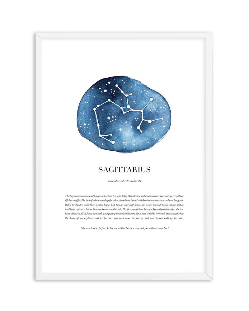 Sagittarius | Watercolour Zodiac Art Print-PRINT-Olive et Oriel-Olive et Oriel-A5 | 5.8" x 8.3" | 14.8 x 21cm-White-With White Border-Buy-Australian-Art-Prints-Online-with-Olive-et-Oriel-Your-Artwork-Specialists-Austrailia-Decorate-With-Coastal-Photo-Wall-Art-Prints-From-Our-Beach-House-Artwork-Collection-Fine-Poster-and-Framed-Artwork