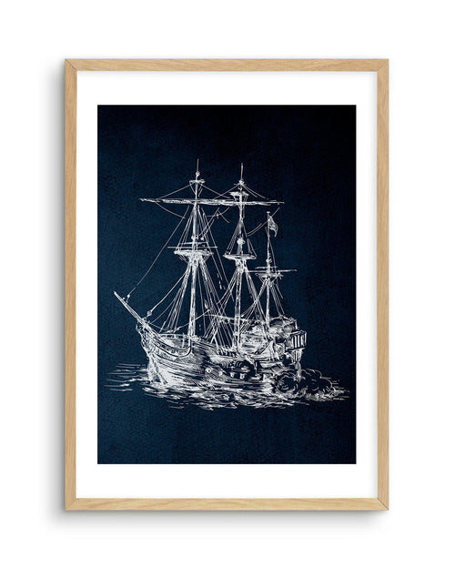 Sailing the Seas I Art Print-PRINT-Olive et Oriel-Olive et Oriel-A5 | 5.8" x 8.3" | 14.8 x 21cm-Oak-With White Border-Buy-Australian-Art-Prints-Online-with-Olive-et-Oriel-Your-Artwork-Specialists-Austrailia-Decorate-With-Coastal-Photo-Wall-Art-Prints-From-Our-Beach-House-Artwork-Collection-Fine-Poster-and-Framed-Artwork