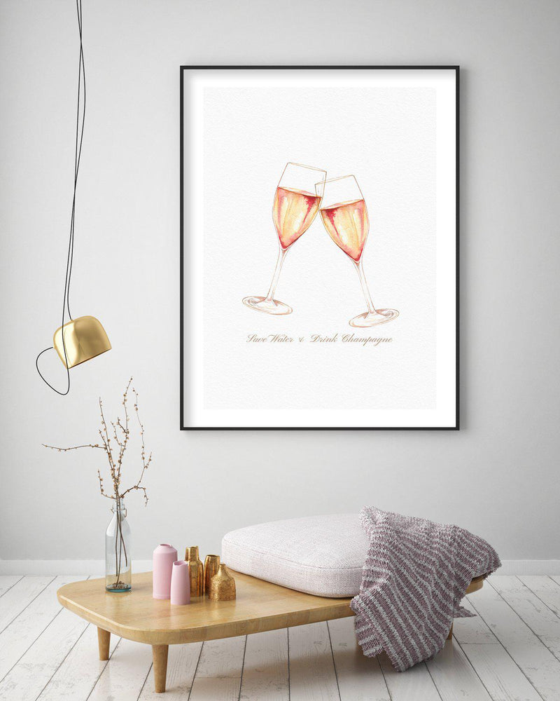 Save Water & Drink Champagne Art Print-PRINT-Olive et Oriel-Olive et Oriel-Buy-Australian-Art-Prints-Online-with-Olive-et-Oriel-Your-Artwork-Specialists-Austrailia-Decorate-With-Coastal-Photo-Wall-Art-Prints-From-Our-Beach-House-Artwork-Collection-Fine-Poster-and-Framed-Artwork
