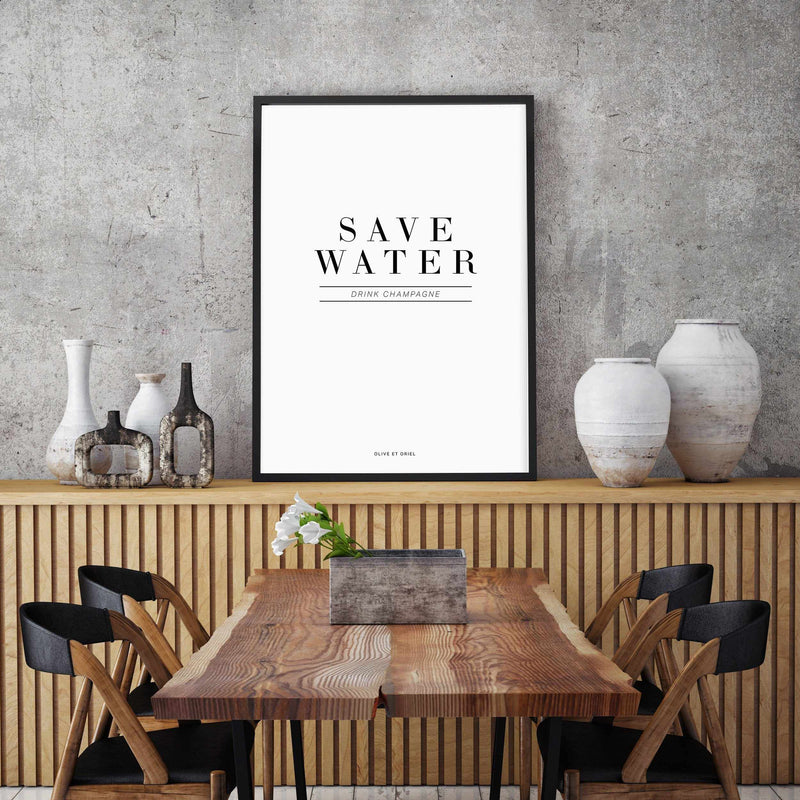 Save Water, Drink Champagne Art Print-PRINT-Olive et Oriel-Olive et Oriel-Buy-Australian-Art-Prints-Online-with-Olive-et-Oriel-Your-Artwork-Specialists-Austrailia-Decorate-With-Coastal-Photo-Wall-Art-Prints-From-Our-Beach-House-Artwork-Collection-Fine-Poster-and-Framed-Artwork