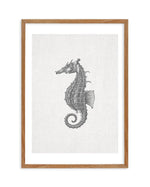 Seahorse on Linen Art Print-PRINT-Olive et Oriel-Olive et Oriel-50x70 cm | 19.6" x 27.5"-Walnut-With White Border-Buy-Australian-Art-Prints-Online-with-Olive-et-Oriel-Your-Artwork-Specialists-Austrailia-Decorate-With-Coastal-Photo-Wall-Art-Prints-From-Our-Beach-House-Artwork-Collection-Fine-Poster-and-Framed-Artwork