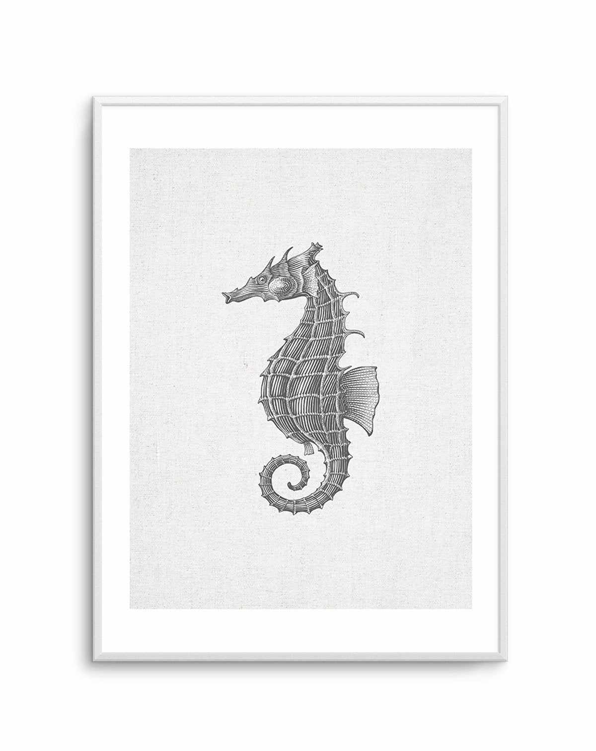 Seahorse on Linen Art Print-PRINT-Olive et Oriel-Olive et Oriel-A5 | 5.8" x 8.3" | 14.8 x 21cm-Unframed Art Print-With White Border-Buy-Australian-Art-Prints-Online-with-Olive-et-Oriel-Your-Artwork-Specialists-Austrailia-Decorate-With-Coastal-Photo-Wall-Art-Prints-From-Our-Beach-House-Artwork-Collection-Fine-Poster-and-Framed-Artwork