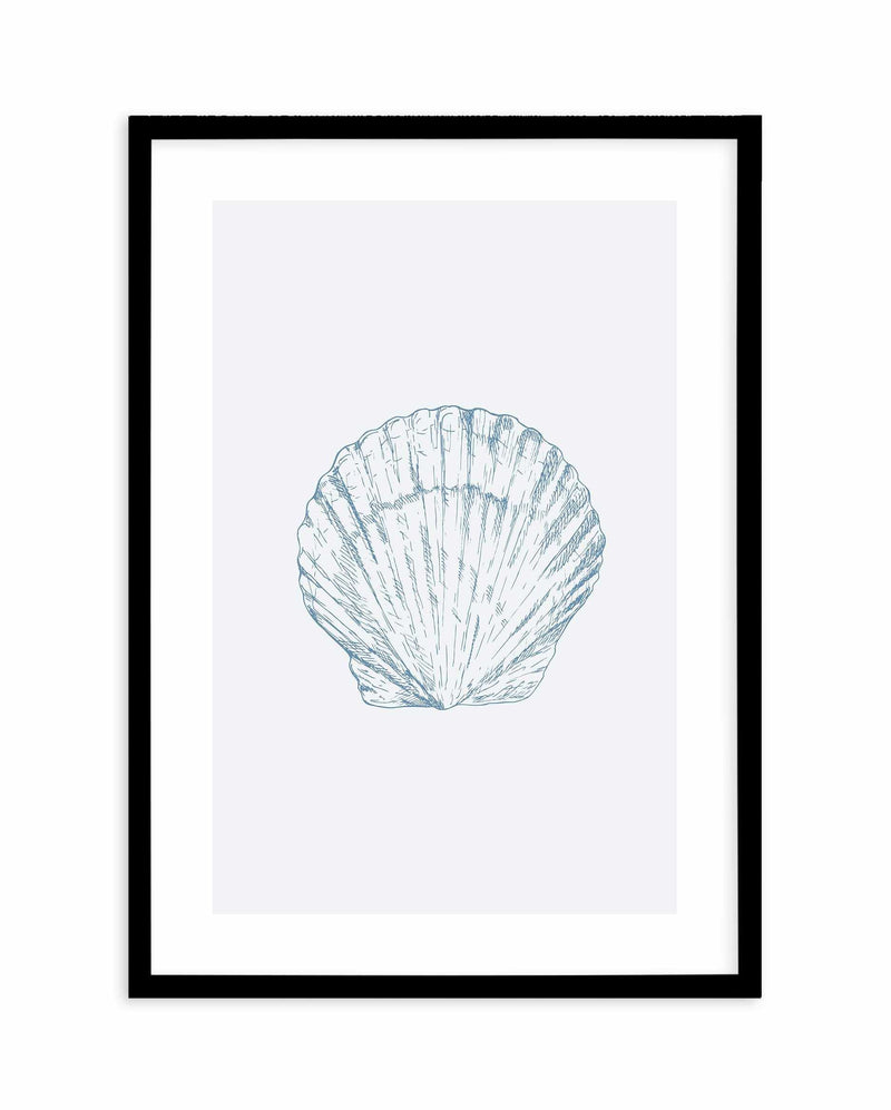 Seashell | Bay Scallop Art Print-PRINT-Olive et Oriel-Olive et Oriel-A5 | 5.8" x 8.3" | 14.8 x 21cm-Black-With White Border-Buy-Australian-Art-Prints-Online-with-Olive-et-Oriel-Your-Artwork-Specialists-Austrailia-Decorate-With-Coastal-Photo-Wall-Art-Prints-From-Our-Beach-House-Artwork-Collection-Fine-Poster-and-Framed-Artwork