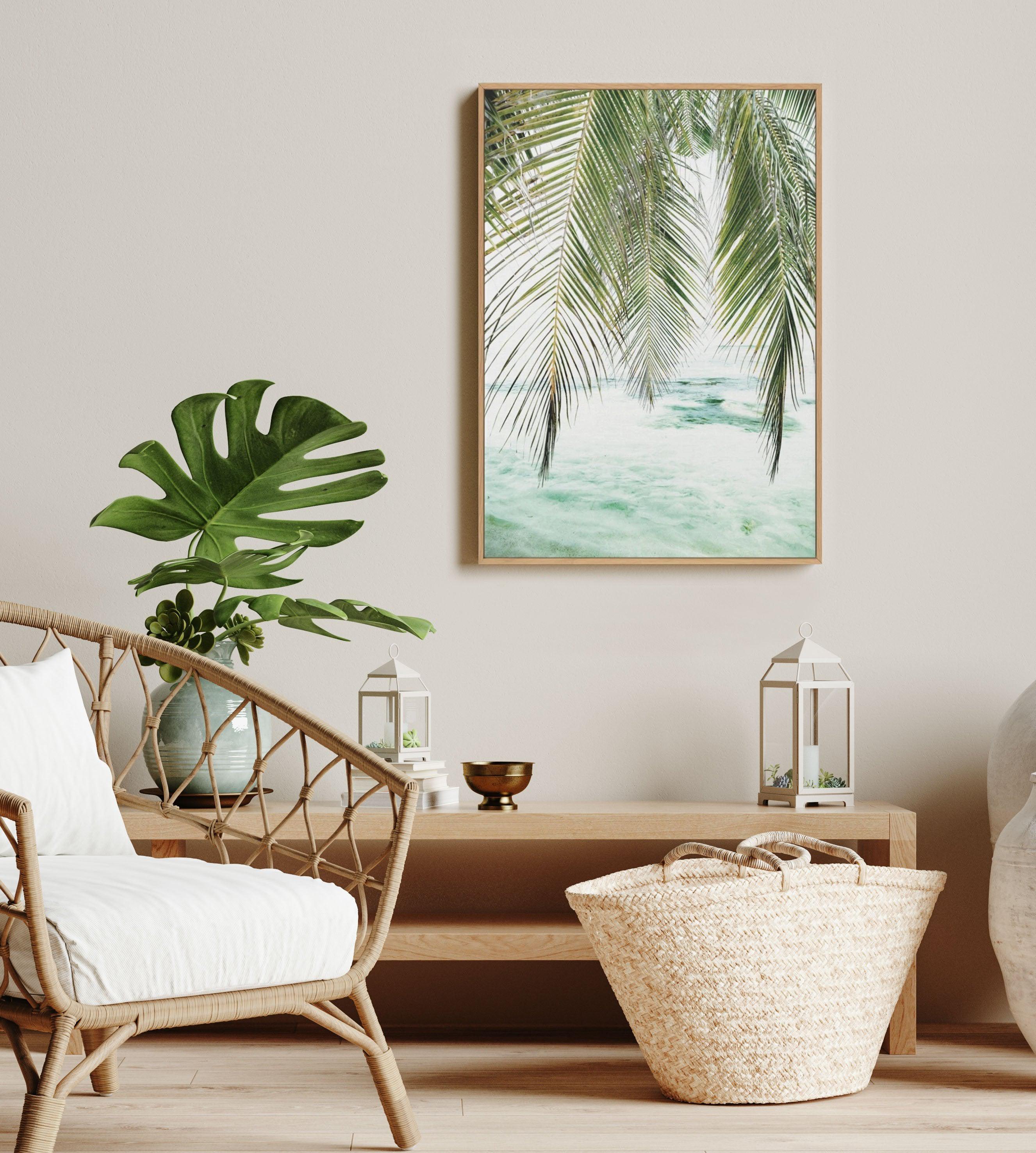 Seaside Palm | Framed Canvas-CANVAS-You can shop wall art online with Olive et Oriel for everything from abstract art to fun kids wall art. Our beautiful modern art prints and canvas art are available from large canvas prints to wall art paintings and our proudly Australian artwork collection offers only the highest quality framed large wall art and canvas art Australia - You can buy fashion photography prints or Hampton print posters and paintings on canvas from Olive et Oriel and have them del