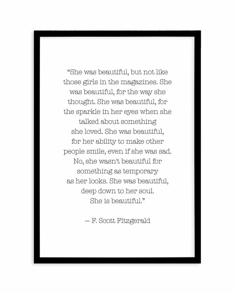 She Was Beautiful Quote Art Print-PRINT-Olive et Oriel-Olive et Oriel-A4 | 8.3" x 11.7" | 21 x 29.7cm-Black-With White Border-Buy-Australian-Art-Prints-Online-with-Olive-et-Oriel-Your-Artwork-Specialists-Austrailia-Decorate-With-Coastal-Photo-Wall-Art-Prints-From-Our-Beach-House-Artwork-Collection-Fine-Poster-and-Framed-Artwork