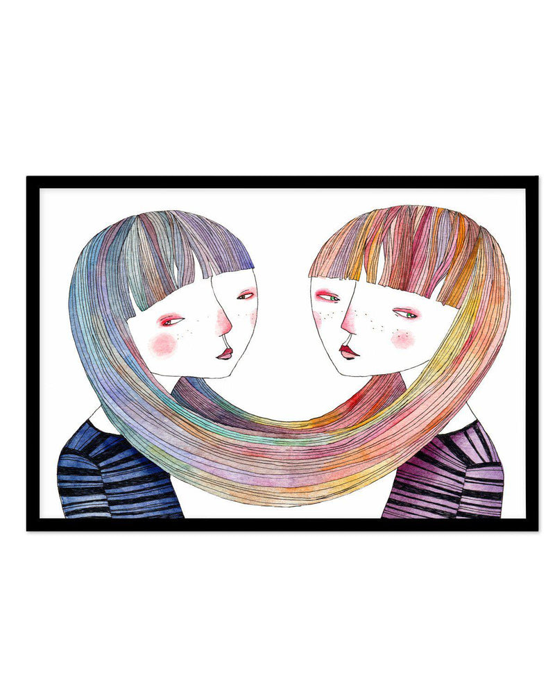 Sisters Art Print-PRINT-Olive et Oriel-Olive et Oriel-A5 | 5.8" x 8.3" | 14.8 x 21cm-Black-With White Border-Buy-Australian-Art-Prints-Online-with-Olive-et-Oriel-Your-Artwork-Specialists-Austrailia-Decorate-With-Coastal-Photo-Wall-Art-Prints-From-Our-Beach-House-Artwork-Collection-Fine-Poster-and-Framed-Artwork