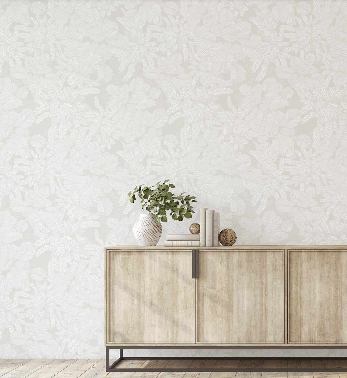 Soft Foliage | Neutral Wallpaper - Olive et Oriel