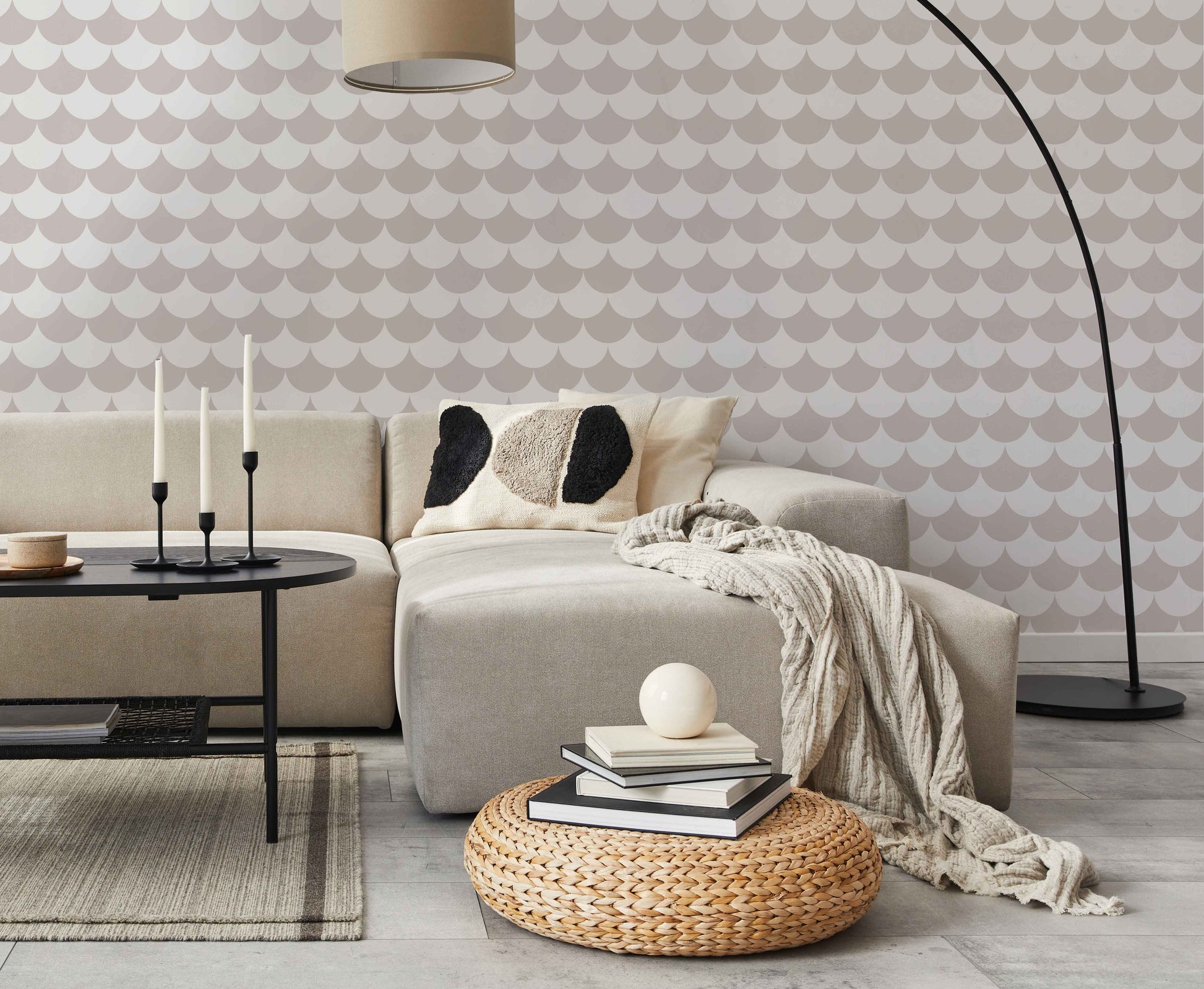 Soft Grey Scallops Wallpaper - Olive et Oriel