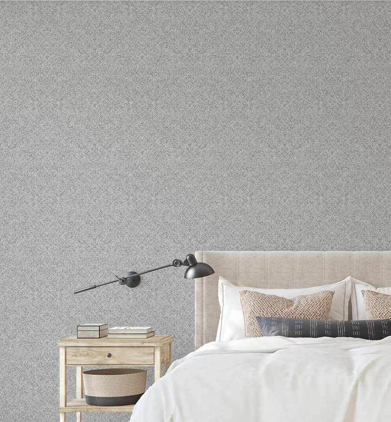 SHOP Soft Herringbone in Charcoal Peel & Stick Fabric Wallpaper Online ...