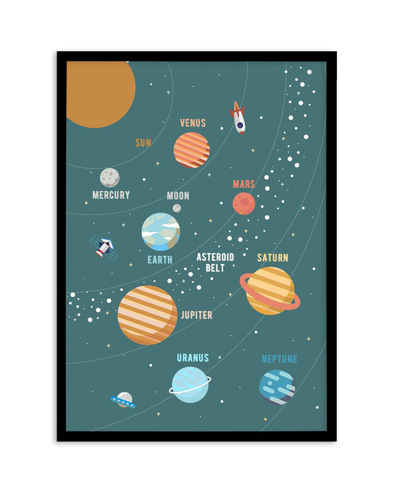 Solar System Art Print-PRINT-Olive et Oriel-Olive et Oriel-A5 | 5.8" x 8.3" | 14.8 x 21cm-Black-With White Border-Buy-Australian-Art-Prints-Online-with-Olive-et-Oriel-Your-Artwork-Specialists-Austrailia-Decorate-With-Coastal-Photo-Wall-Art-Prints-From-Our-Beach-House-Artwork-Collection-Fine-Poster-and-Framed-Artwork