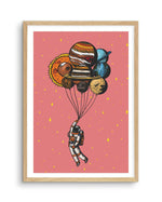 Space Balloons Art Print-PRINT-Olive et Oriel-Olive et Oriel-A5 | 5.8" x 8.3" | 14.8 x 21cm-Oak-With White Border-Buy-Australian-Art-Prints-Online-with-Olive-et-Oriel-Your-Artwork-Specialists-Austrailia-Decorate-With-Coastal-Photo-Wall-Art-Prints-From-Our-Beach-House-Artwork-Collection-Fine-Poster-and-Framed-Artwork