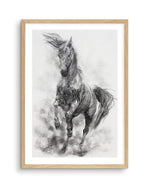 Stallion in Charcoal Art Print-PRINT-Olive et Oriel-Olive et Oriel-A5 | 5.8" x 8.3" | 14.8 x 21cm-Oak-With White Border-Buy-Australian-Art-Prints-Online-with-Olive-et-Oriel-Your-Artwork-Specialists-Austrailia-Decorate-With-Coastal-Photo-Wall-Art-Prints-From-Our-Beach-House-Artwork-Collection-Fine-Poster-and-Framed-Artwork