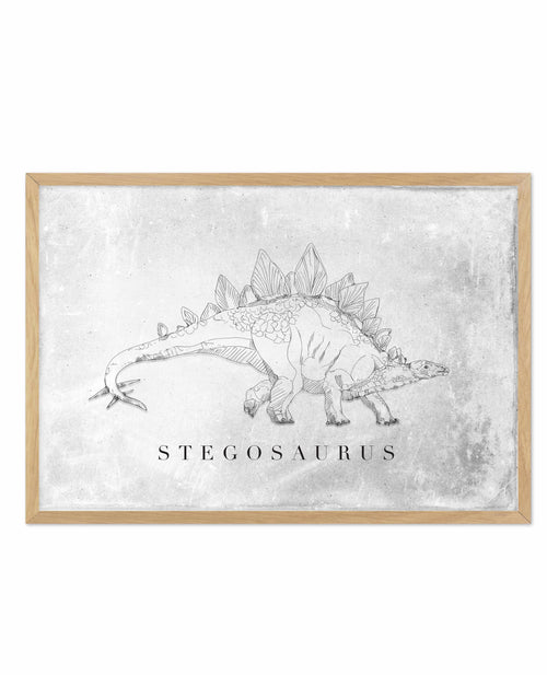 Stegosaurus LS | Dinosaur Collection Art Print-PRINT-Olive et Oriel-Olive et Oriel-A5 | 5.8" x 8.3" | 14.8 x 21cm-Oak-With White Border-Buy-Australian-Art-Prints-Online-with-Olive-et-Oriel-Your-Artwork-Specialists-Austrailia-Decorate-With-Coastal-Photo-Wall-Art-Prints-From-Our-Beach-House-Artwork-Collection-Fine-Poster-and-Framed-Artwork