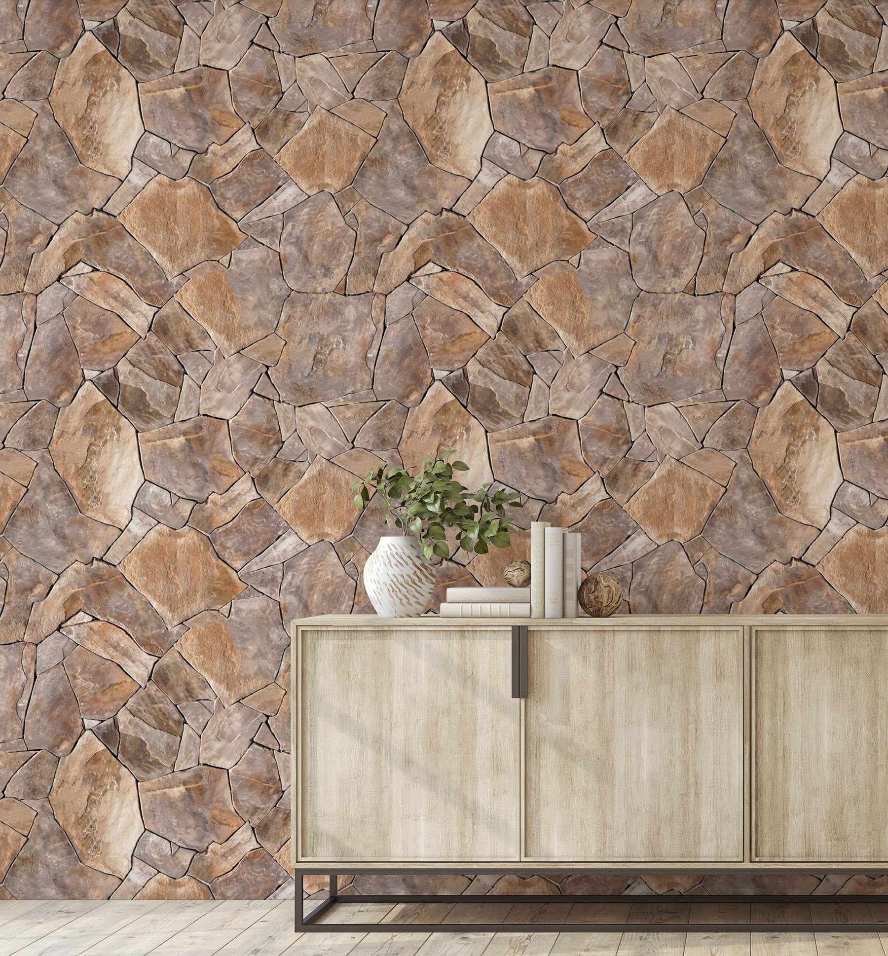 Stone Wall Wallpaper - Olive et Oriel