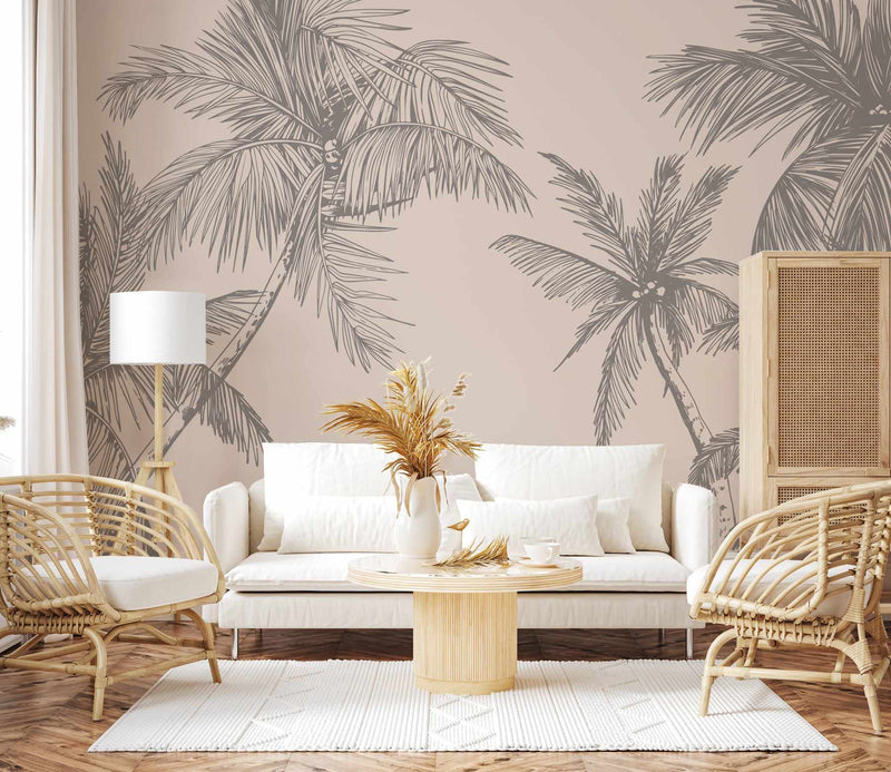 The Palms Wallpaper in Charcoal