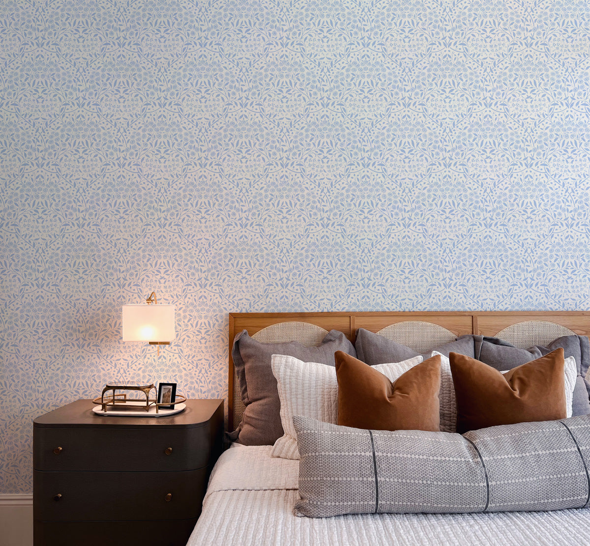 Vintage Posie Light Blue Wallpaper