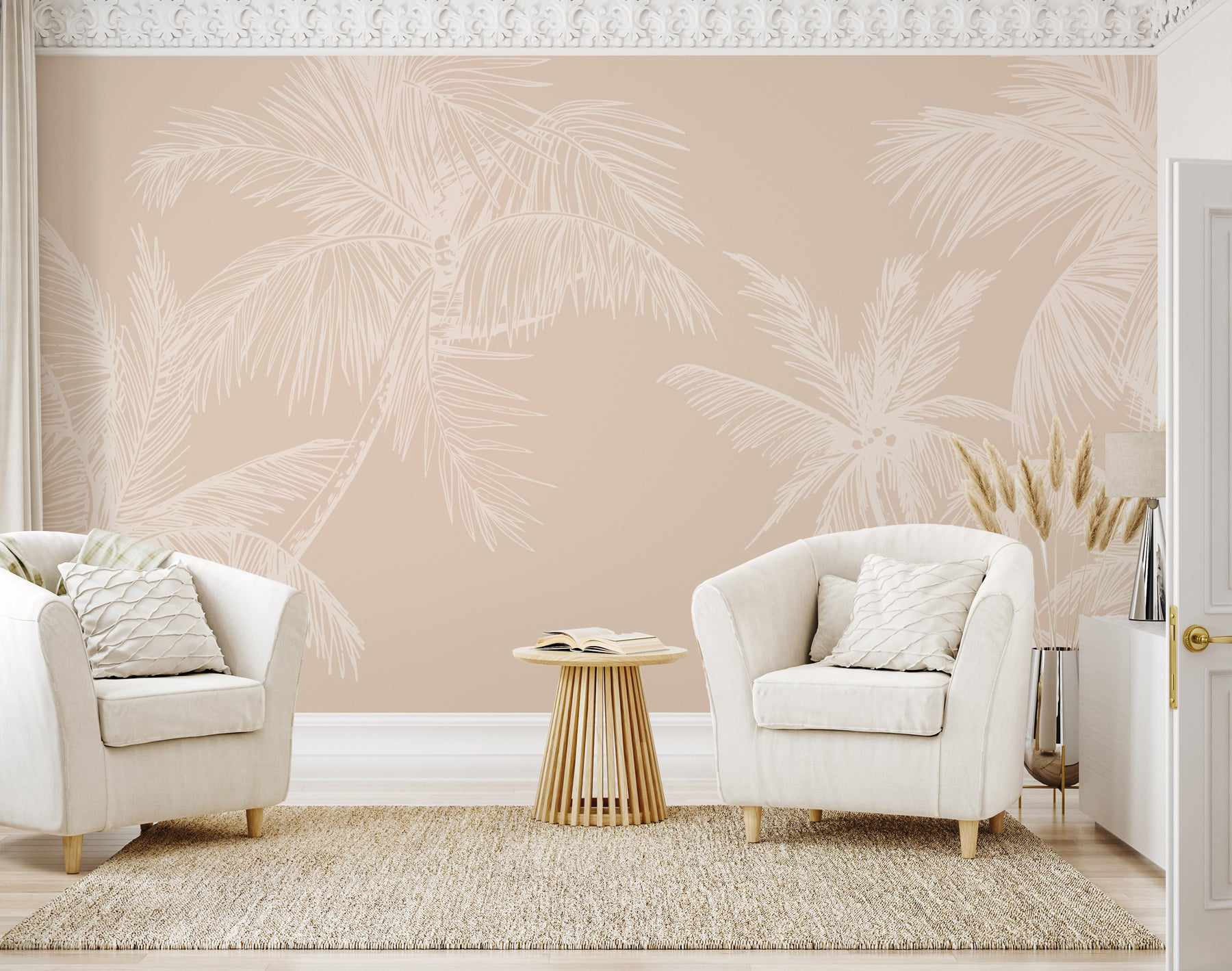 The Palms Wallpaper in Almond