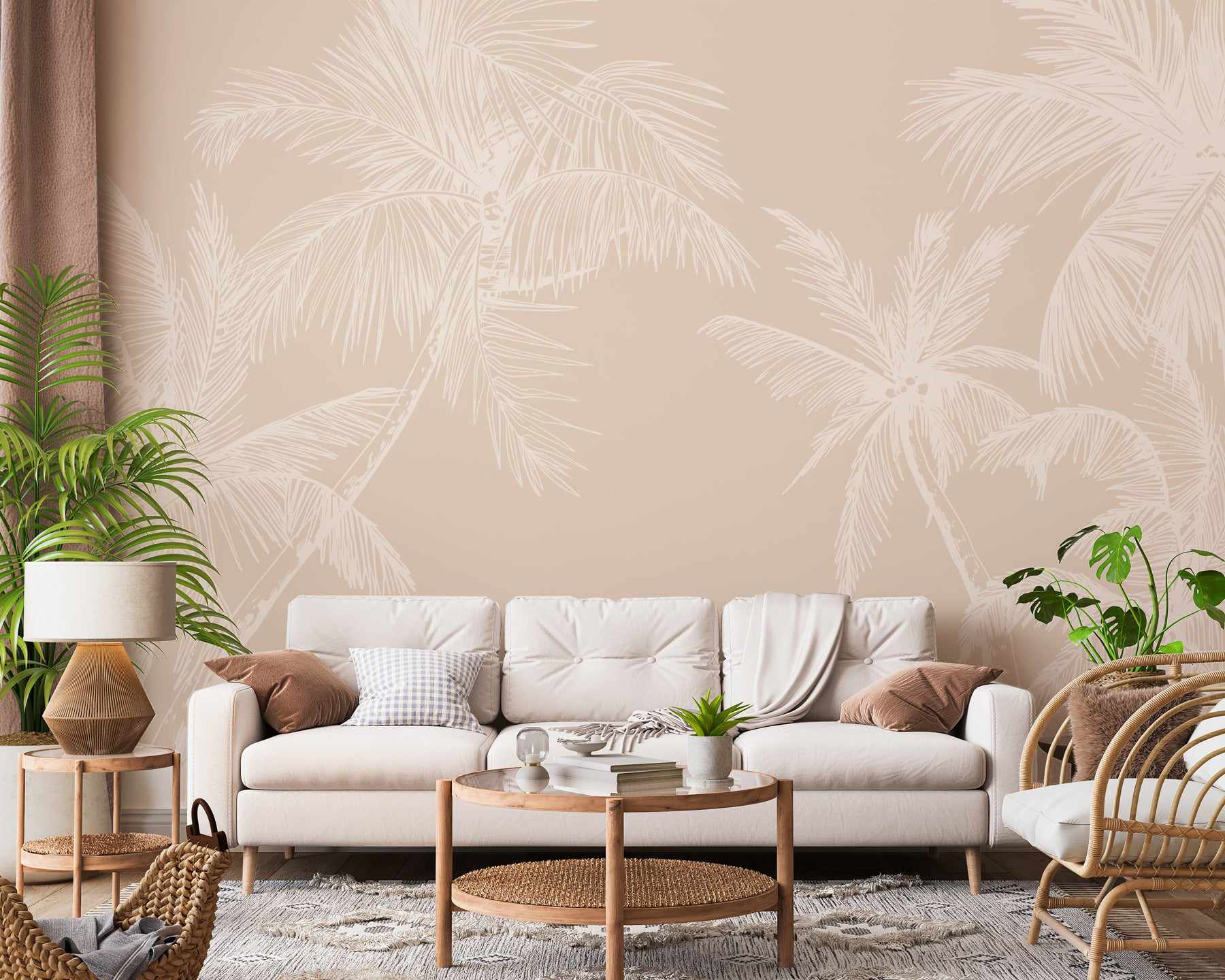 The Palms Wallpaper in Almond