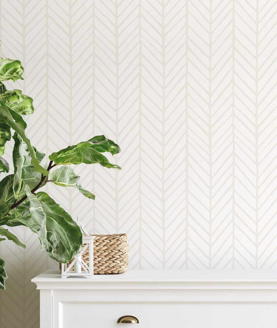 Chevron Wallpaper in Cream