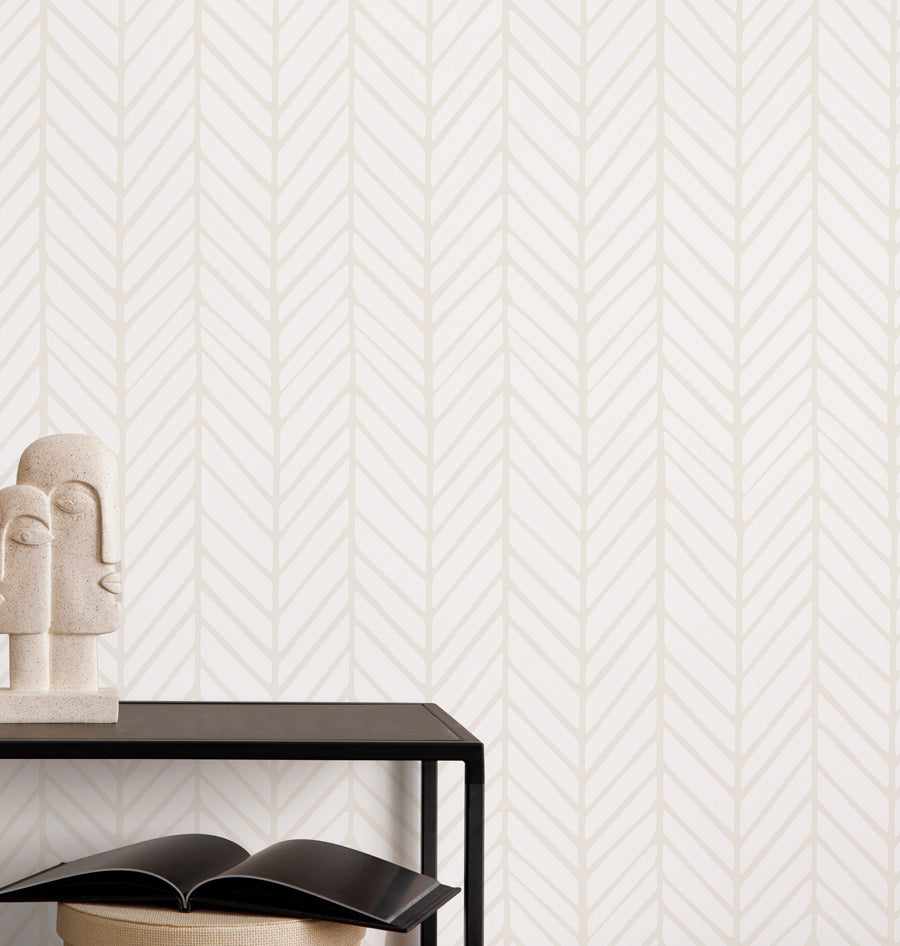 Chevron Wallpaper in Cream